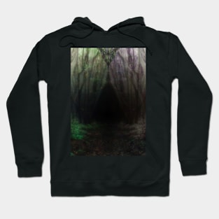 Special processing. Trail to the dark forest, where monster live. Green and violet. Hoodie